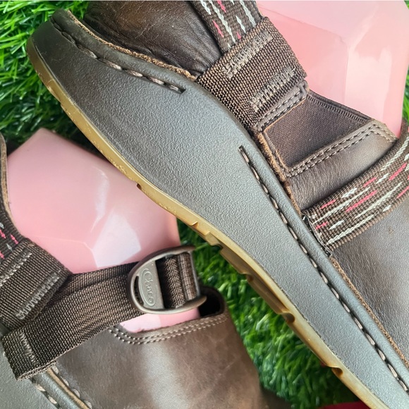 CHACO CHACOS CHACO'S BROWN LEATHER CLOGS ADJUSTABLE STRAP 8.5 MARY JANES - Picture 4 of 14